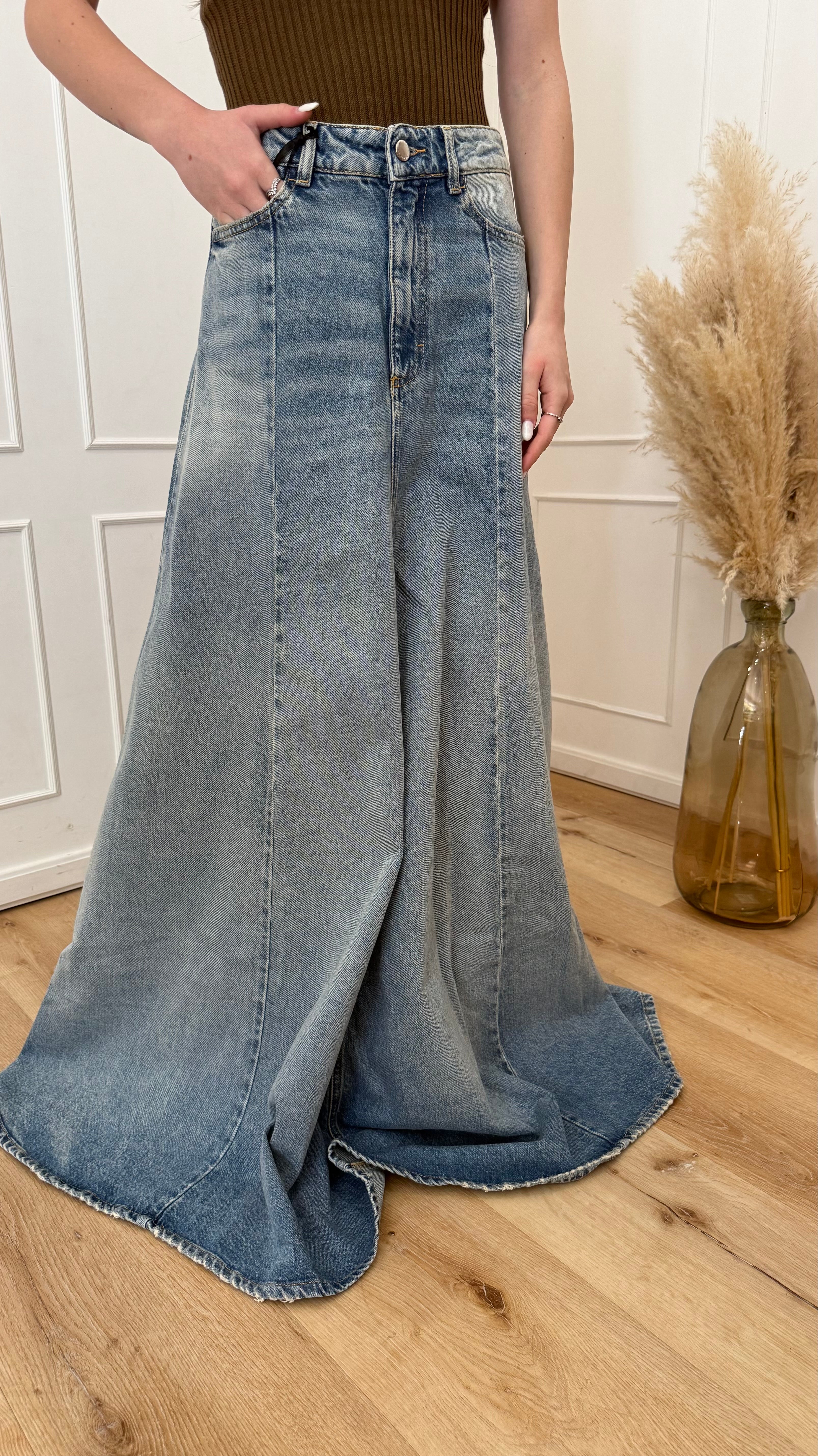 Gonna Cora Icon denim lavaggio smoke blu