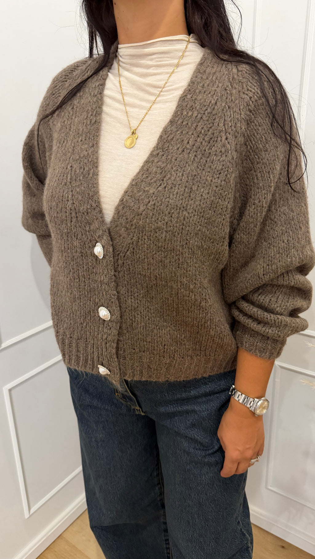 CARDIGAN BOTTONI GIOIELLO TORTORA HAVEONE