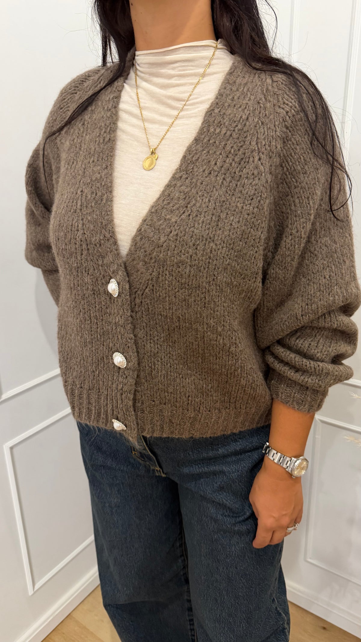 CARDIGAN BOTTONI GIOIELLO TORTORA HAVEONE