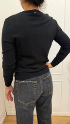 Cardigan paricollo nero basico in viscosa