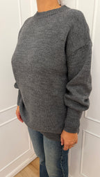 MAGLIA OVER GIROCOLLO E POLSI A SBUFFO GRIGIO HAVEONE