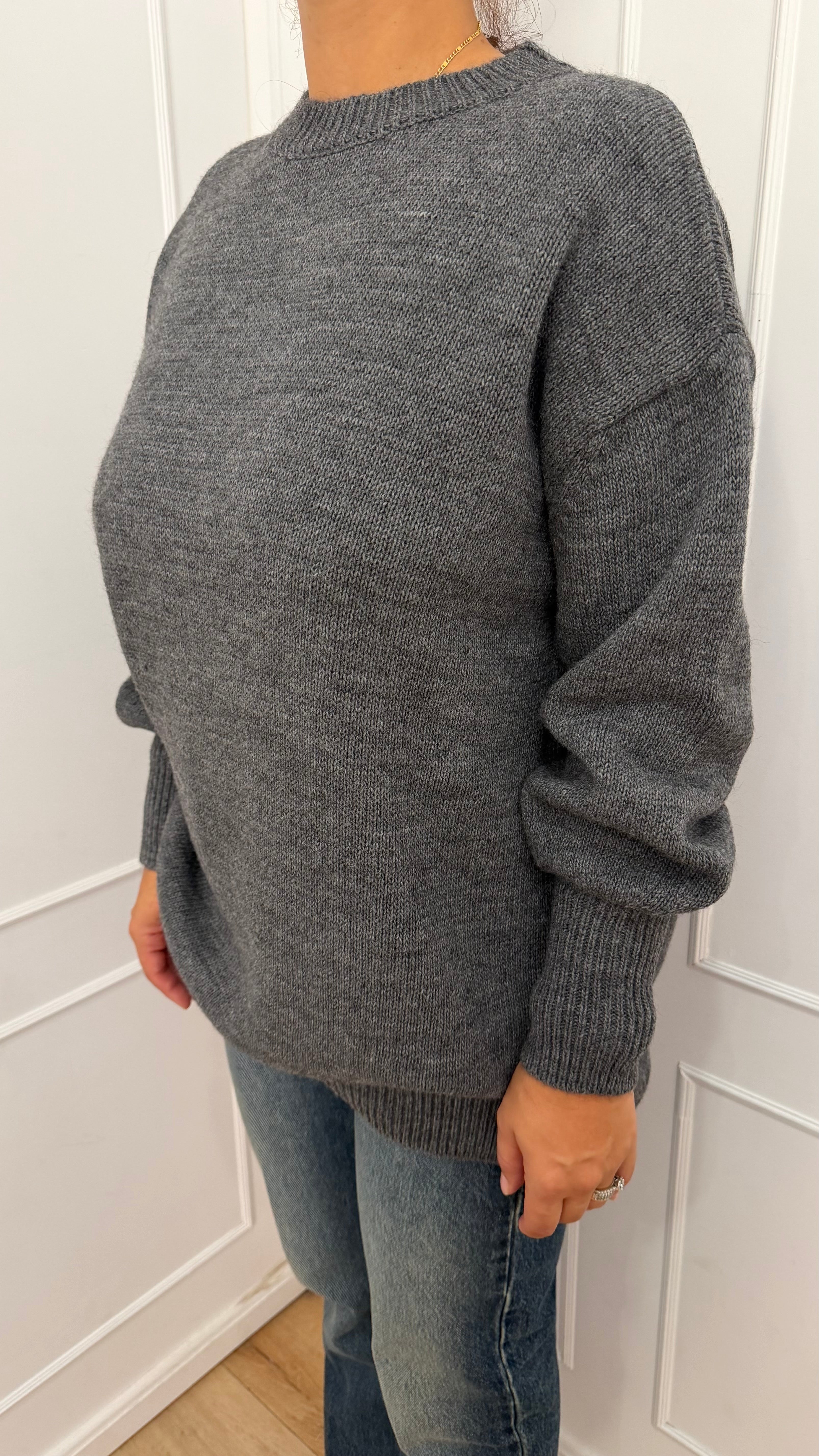 MAGLIA OVER GIROCOLLO E POLSI A SBUFFO GRIGIO HAVEONE