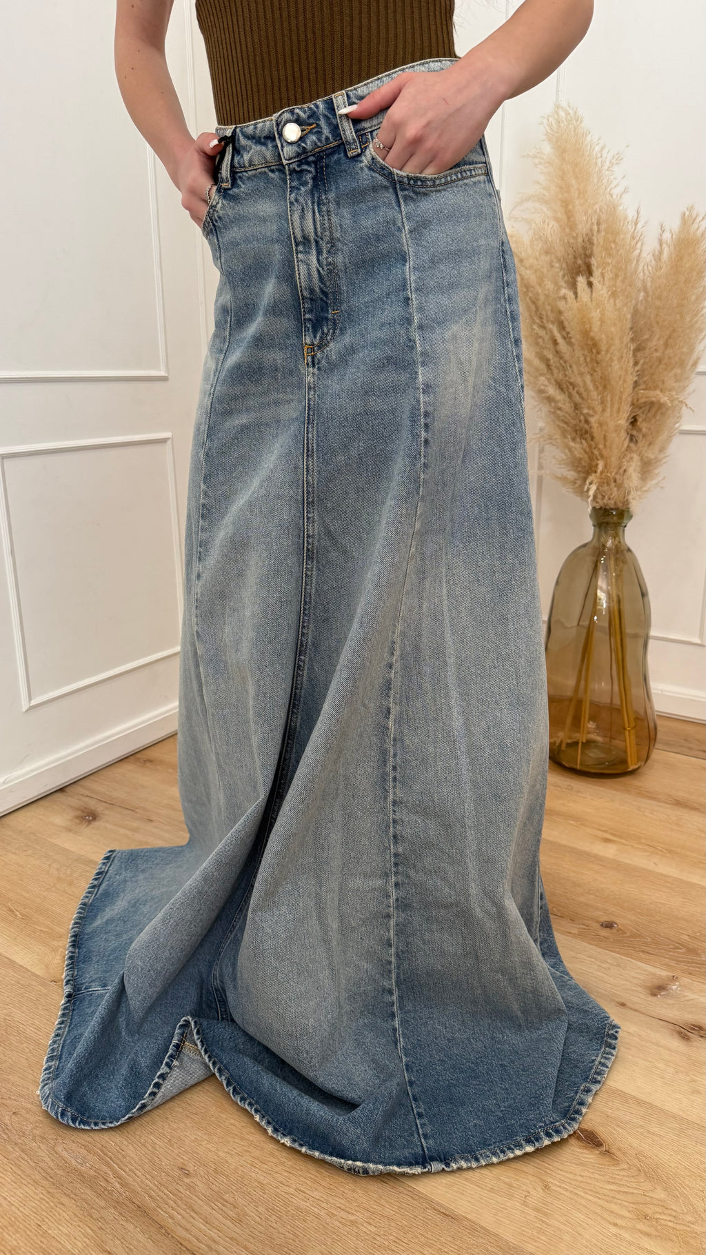 Gonna Cora Icon denim lavaggio smoke blu