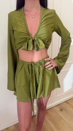 Shorts corto treccia verde oliva Cotazur