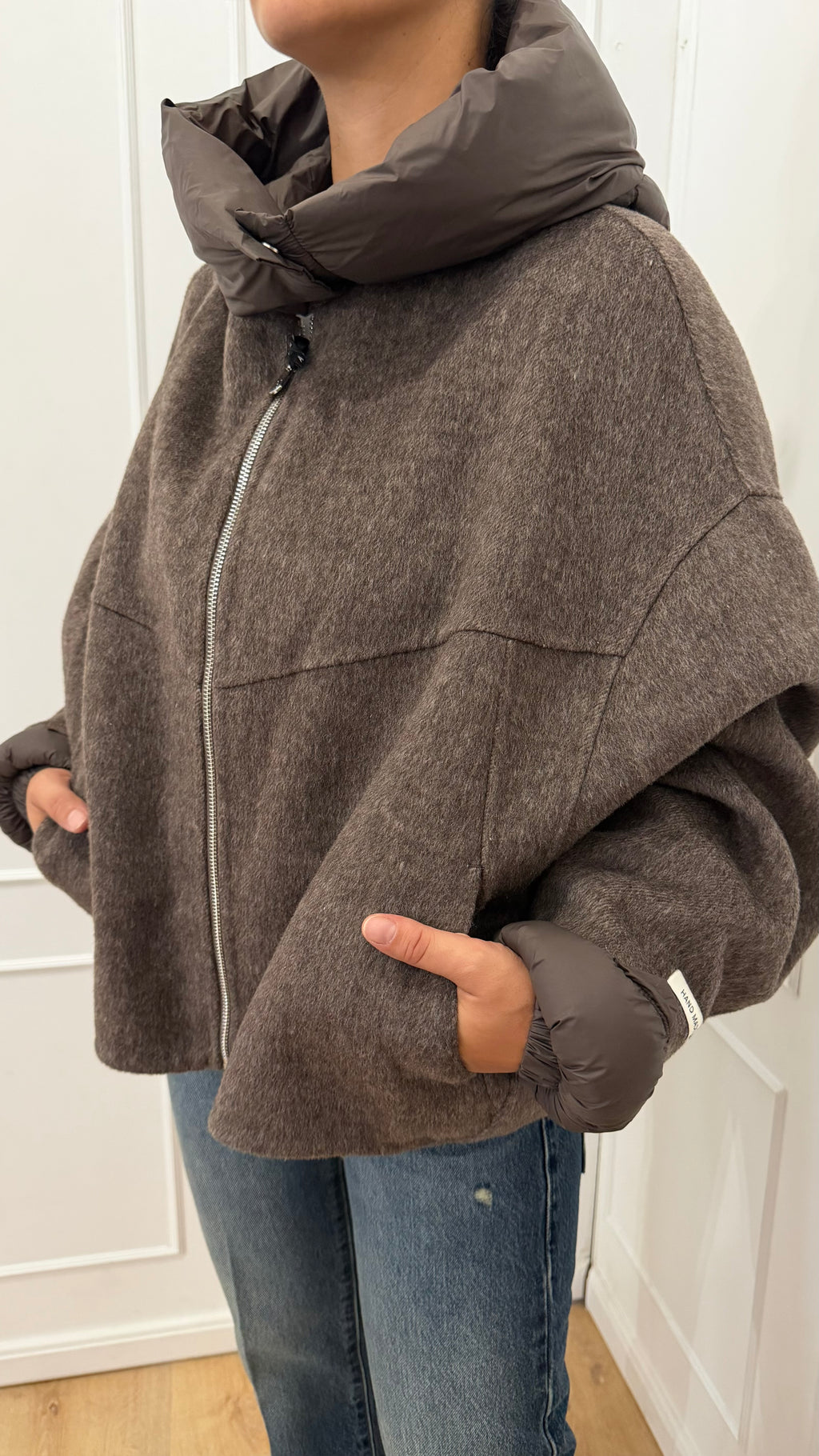 Cappotto bomber con cappuccio moro Haveone