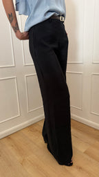 Pantalone palazzo nero con cintura  kontatto