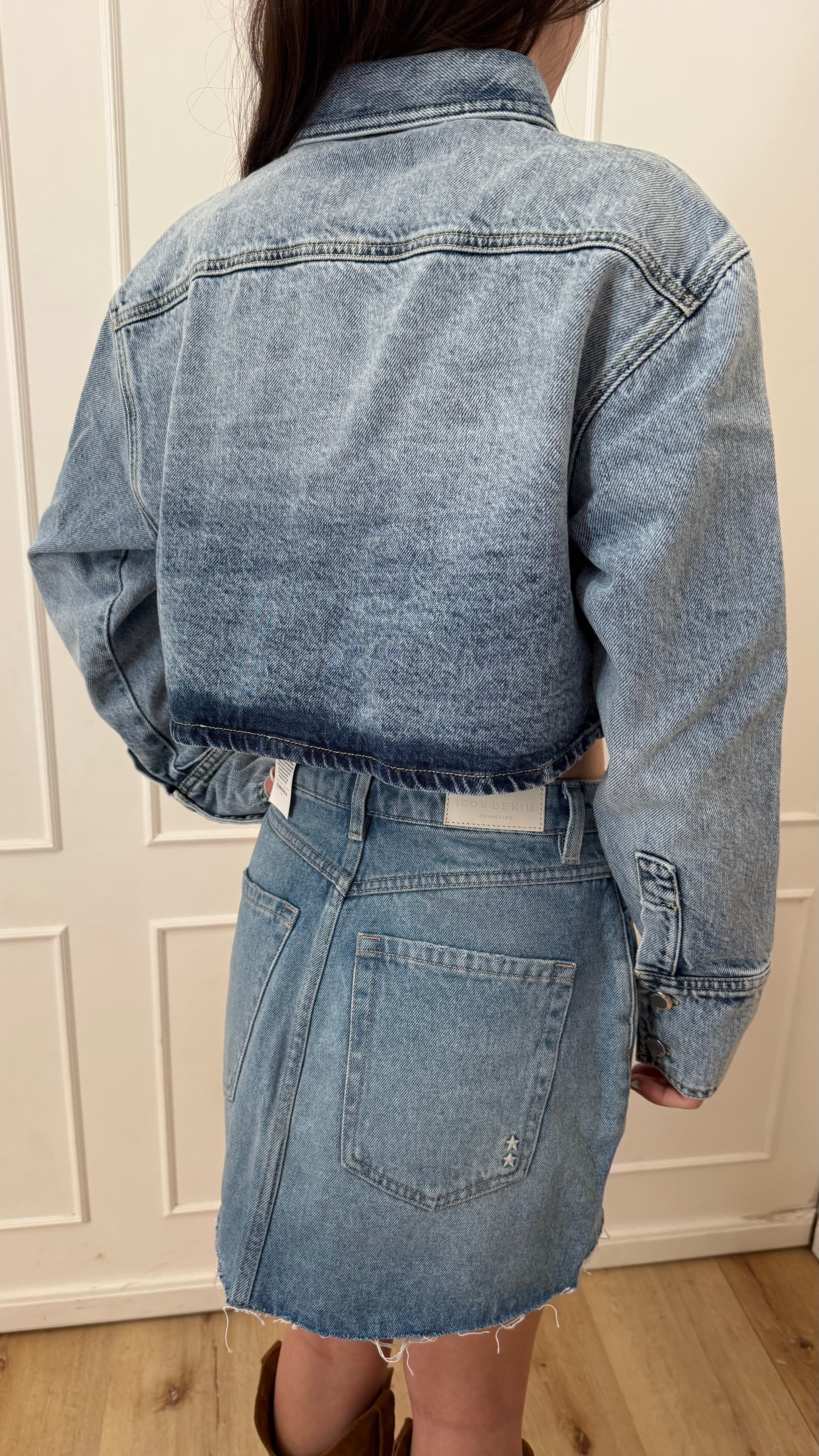 Camicia crop amber icon denim