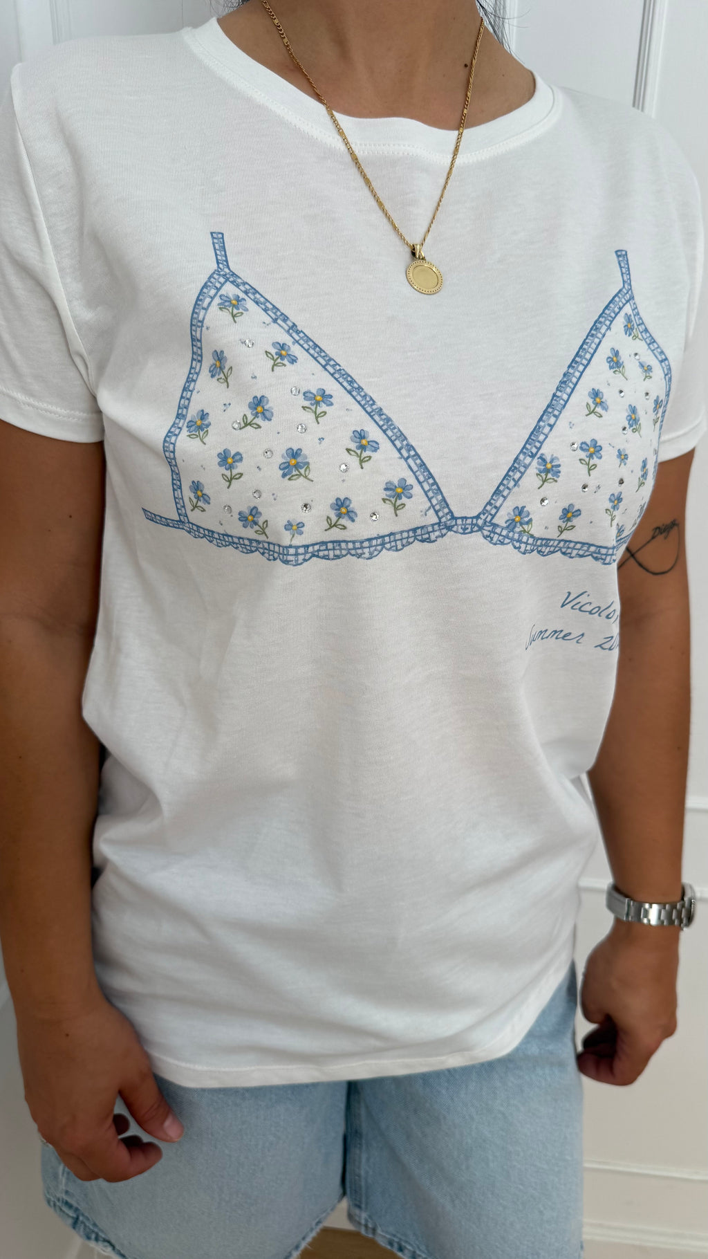T shirt reggiseno fiori vicolo