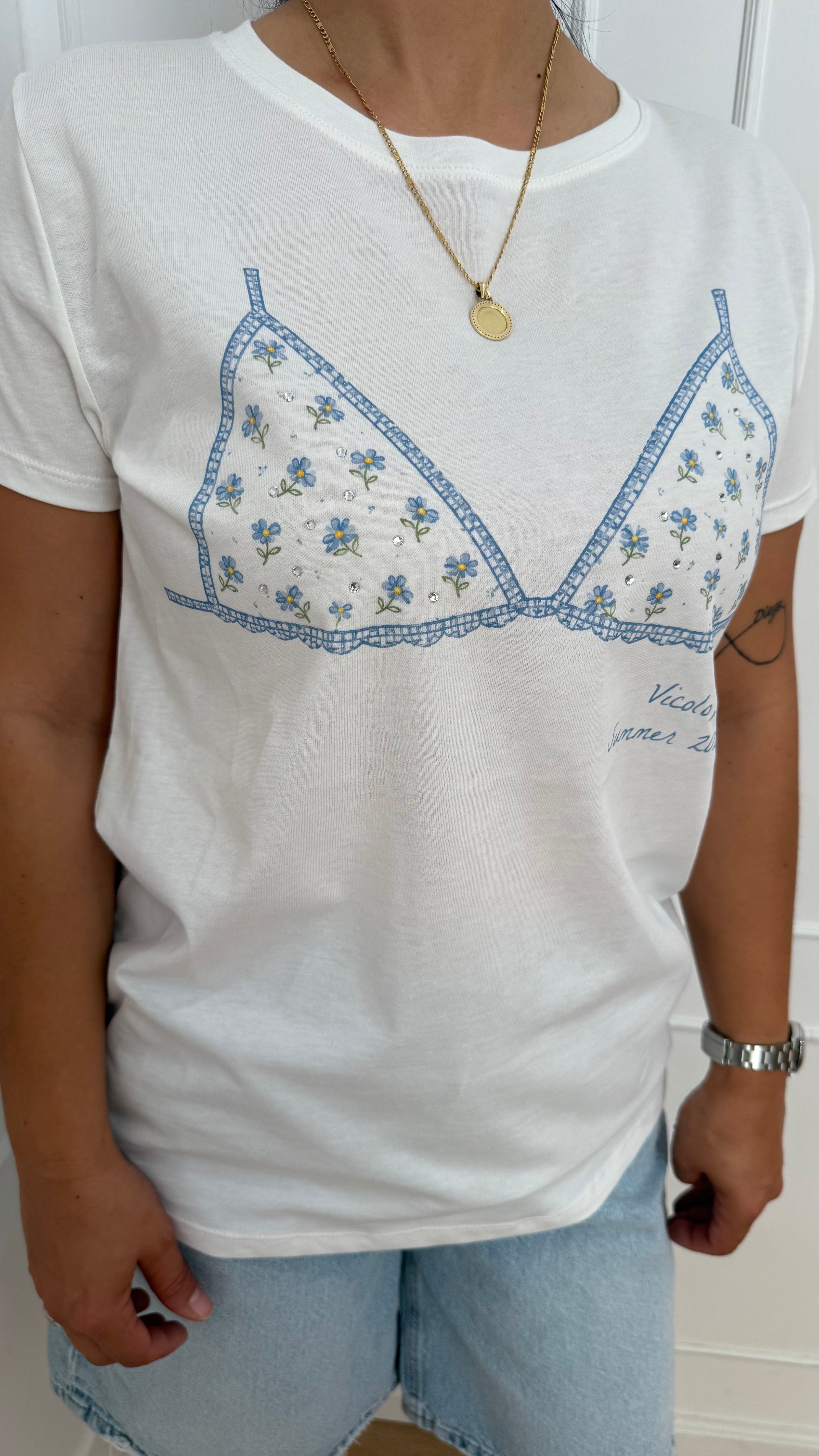 T shirt reggiseno fiori vicolo