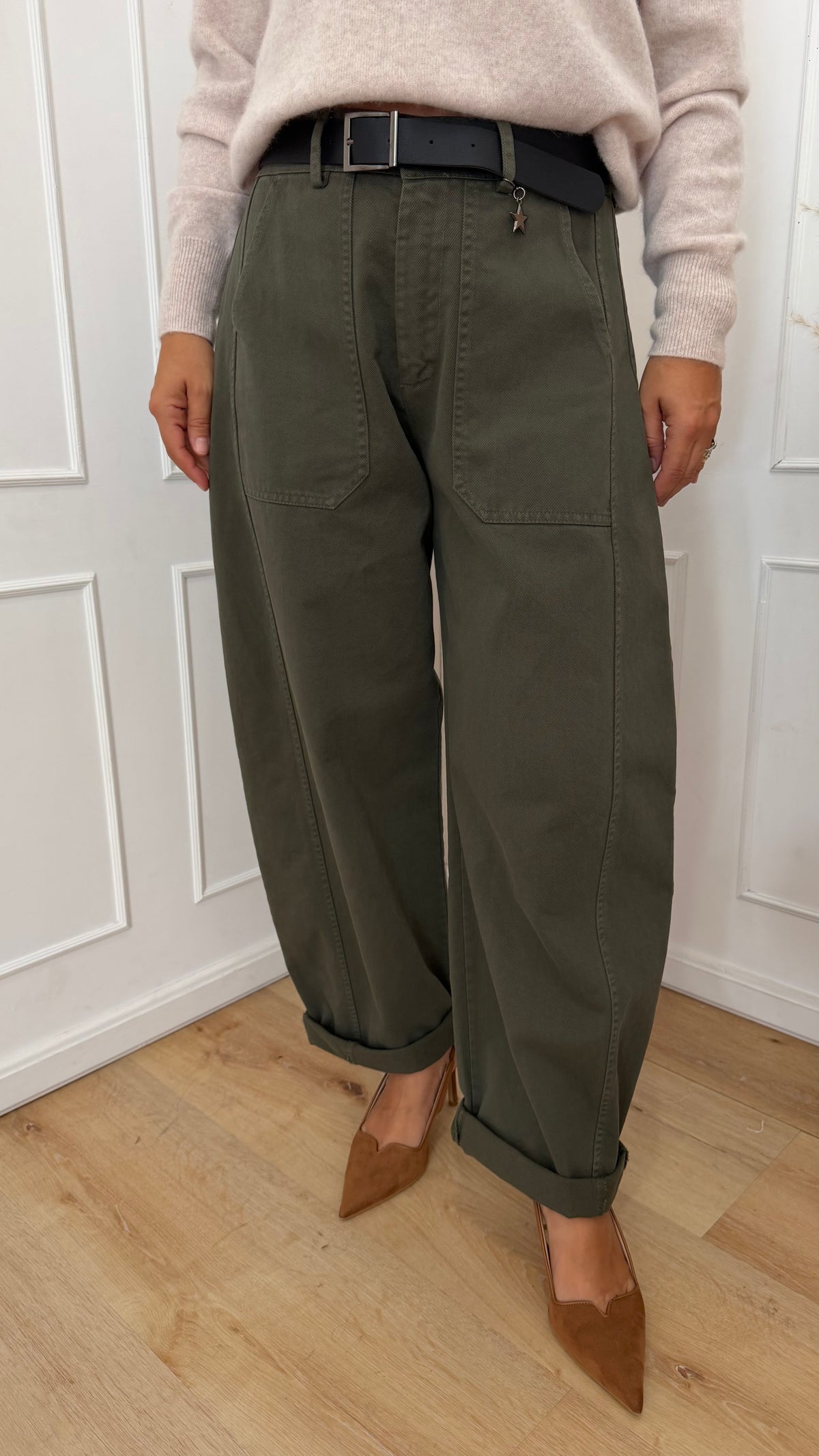 Pantalone ovetto stellina verde militare  susymix