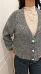 CARDIGAN BOTTONI GIOIELLO GRIGIO SCURO HAVEONE