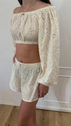 Crop top in pizzo San Gallo Cotazur