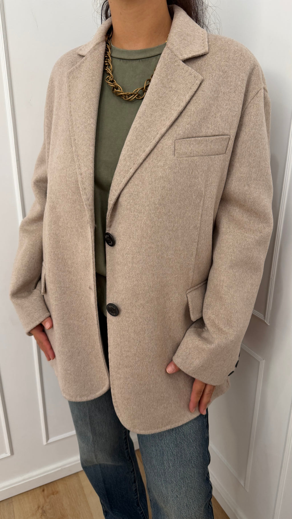 Cappotto corto in misto lana tortora Vicolo