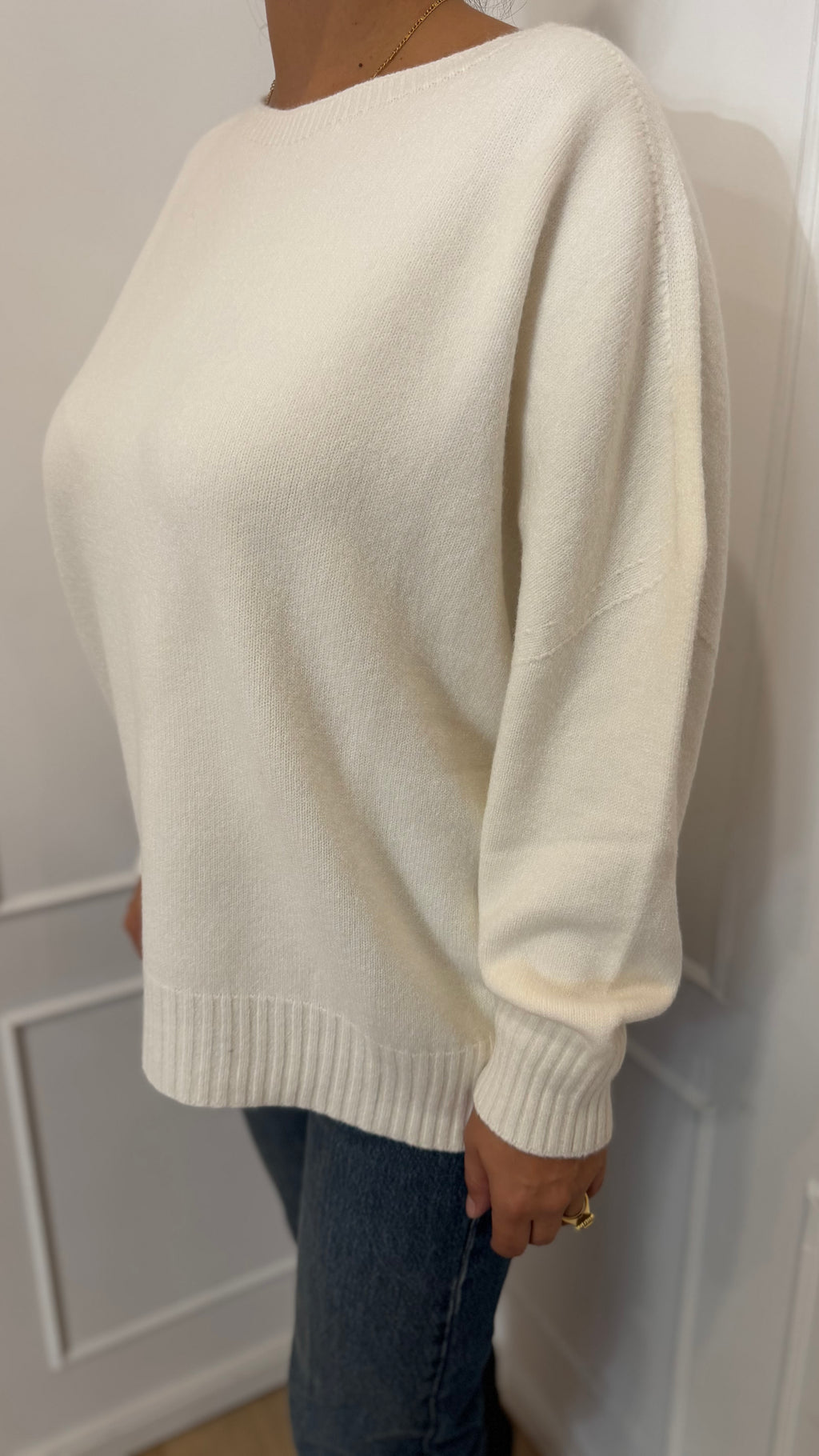 Maglia girocollo panna Haveone