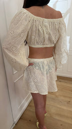 Crop top in pizzo San Gallo Cotazur
