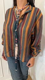 Camicia nomad con collana righe ottanio e ocra Haveone