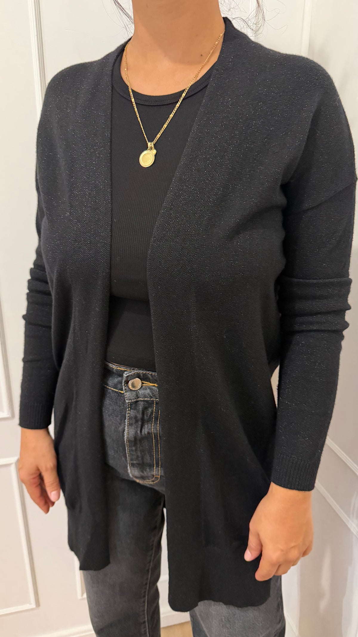 Cardigan lungo basico lurex nero Griffai