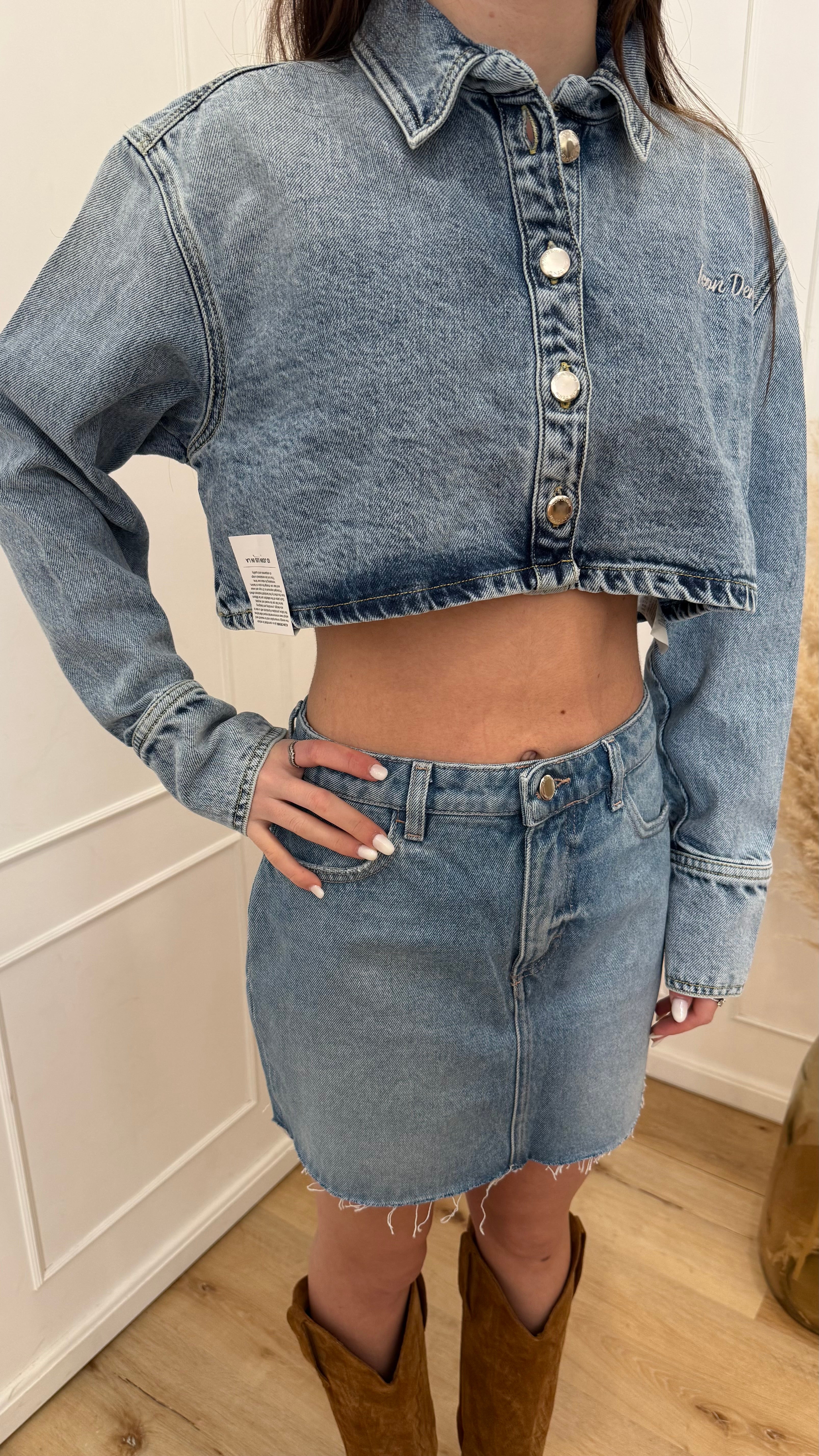 Camicia crop amber icon denim