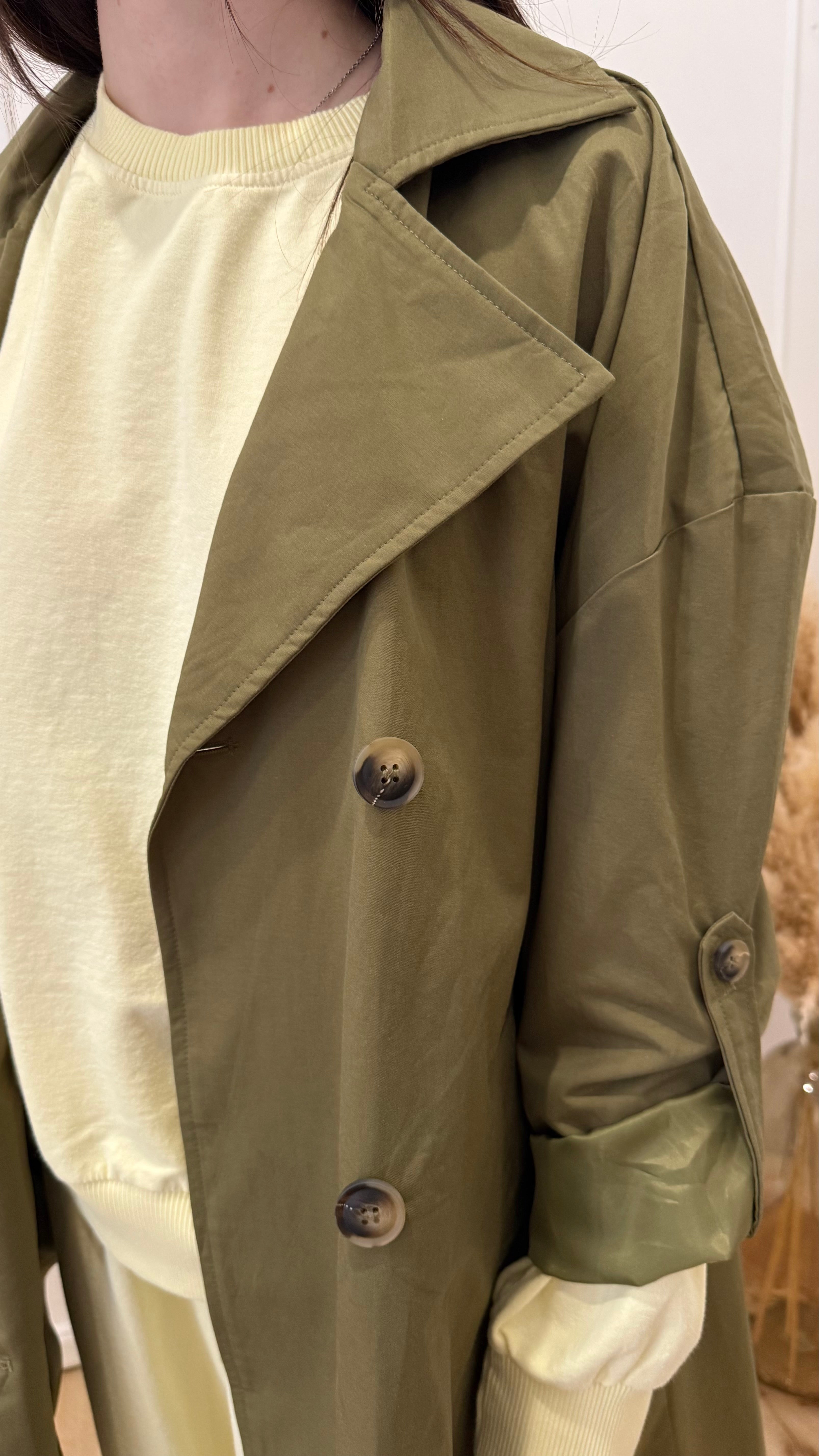Trench verde militare doppiopetto Susy mix