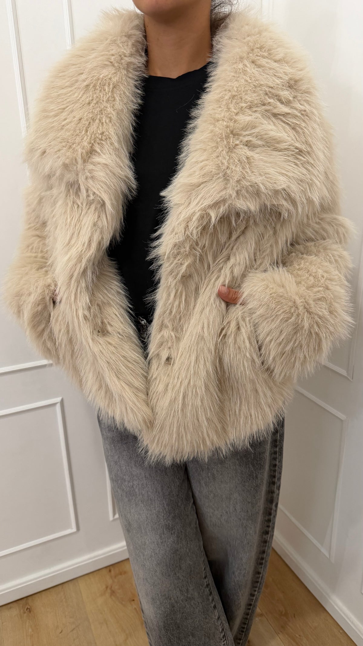 Ecopelliccia beige vicolo