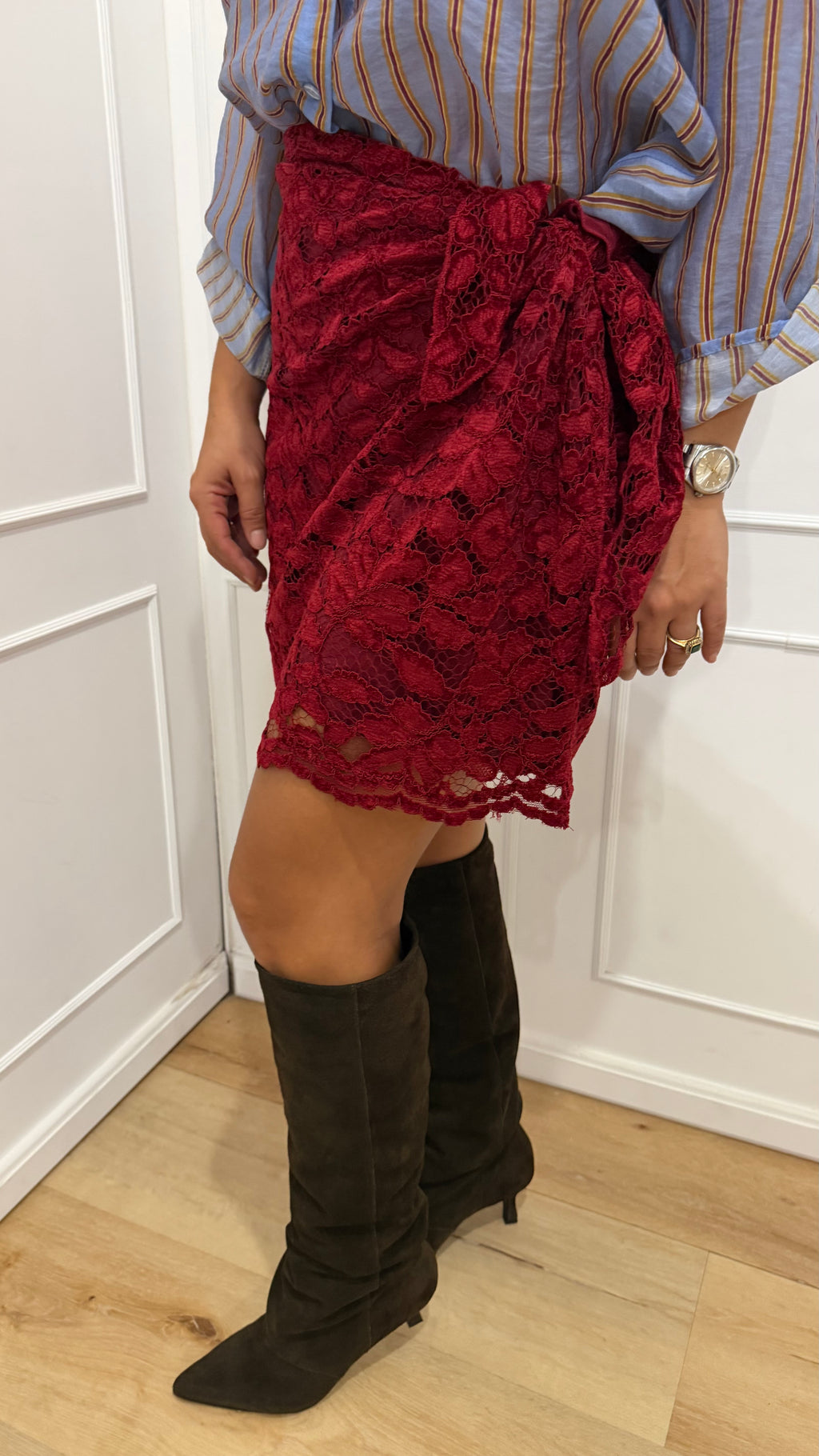 Gonna pareo in pizzo bordeaux Haveone
