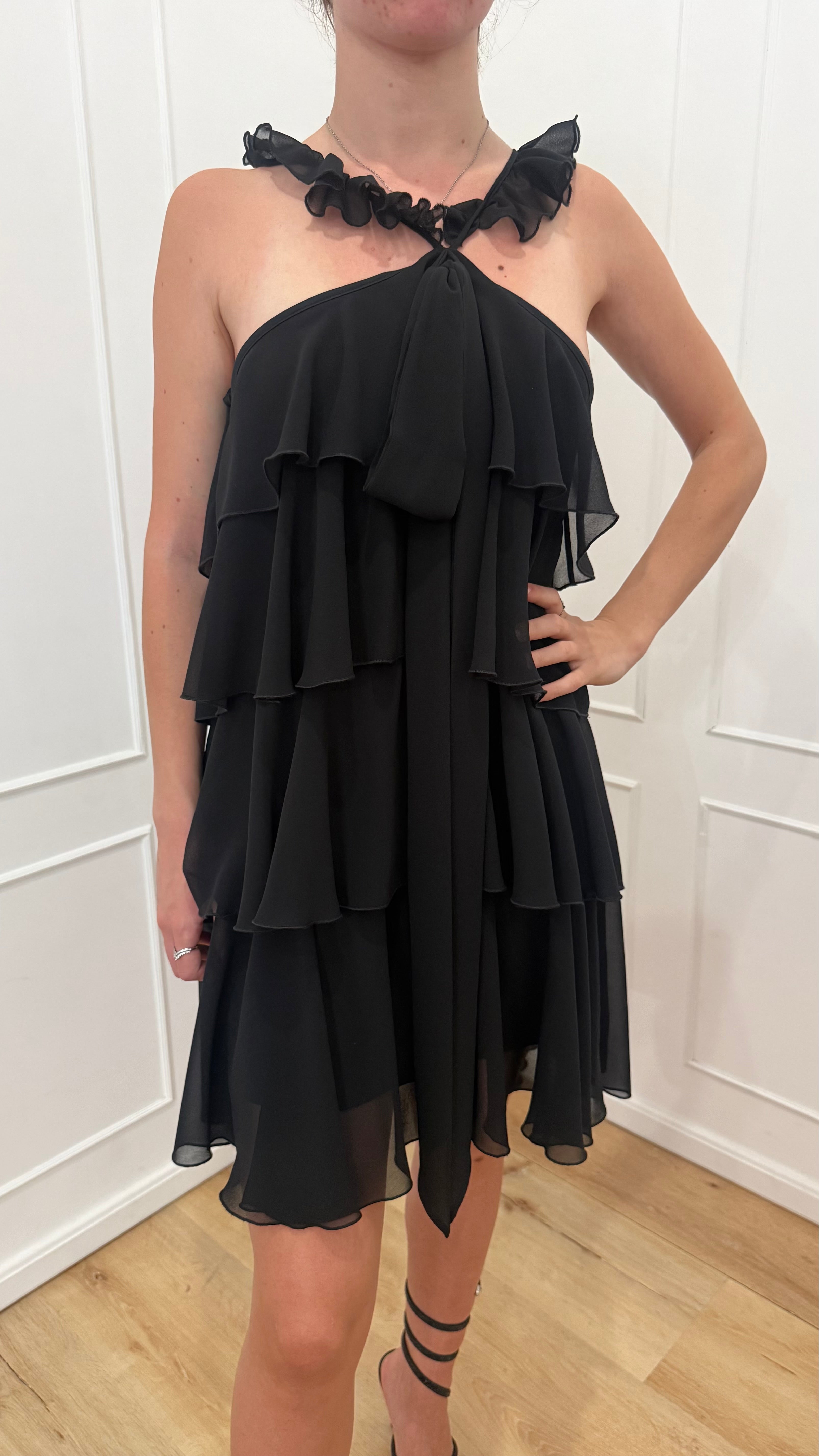 RIBBON DRESS TEODO NERO ANIYE BY