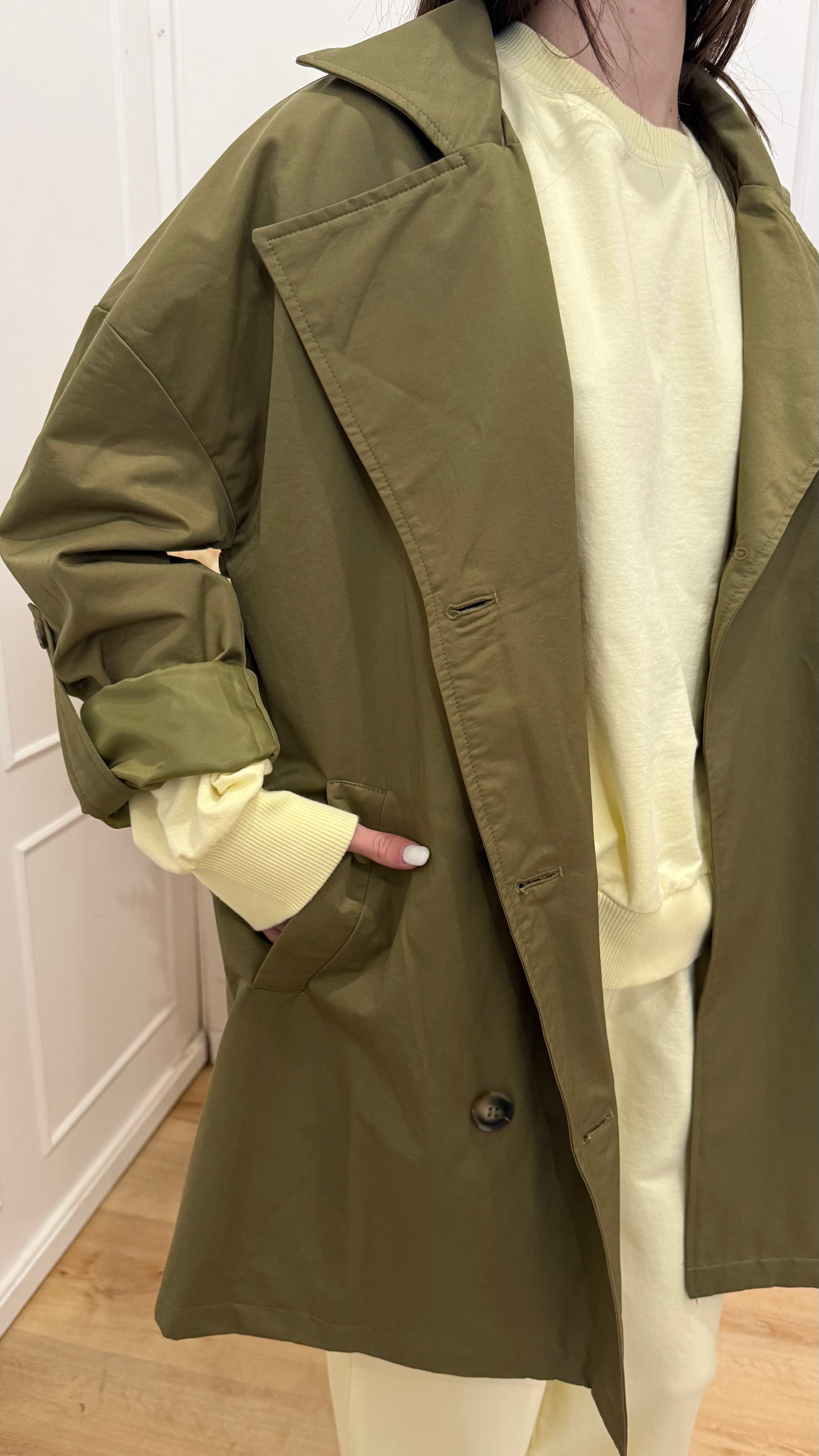 Trench verde militare doppiopetto Susy mix