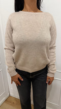 Maglia paricollo ampio cashmere beige griffai
