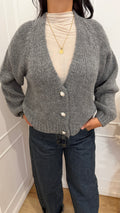 CARDIGAN BOTTONI GIOIELLO GRIGIO SCURO HAVEONE