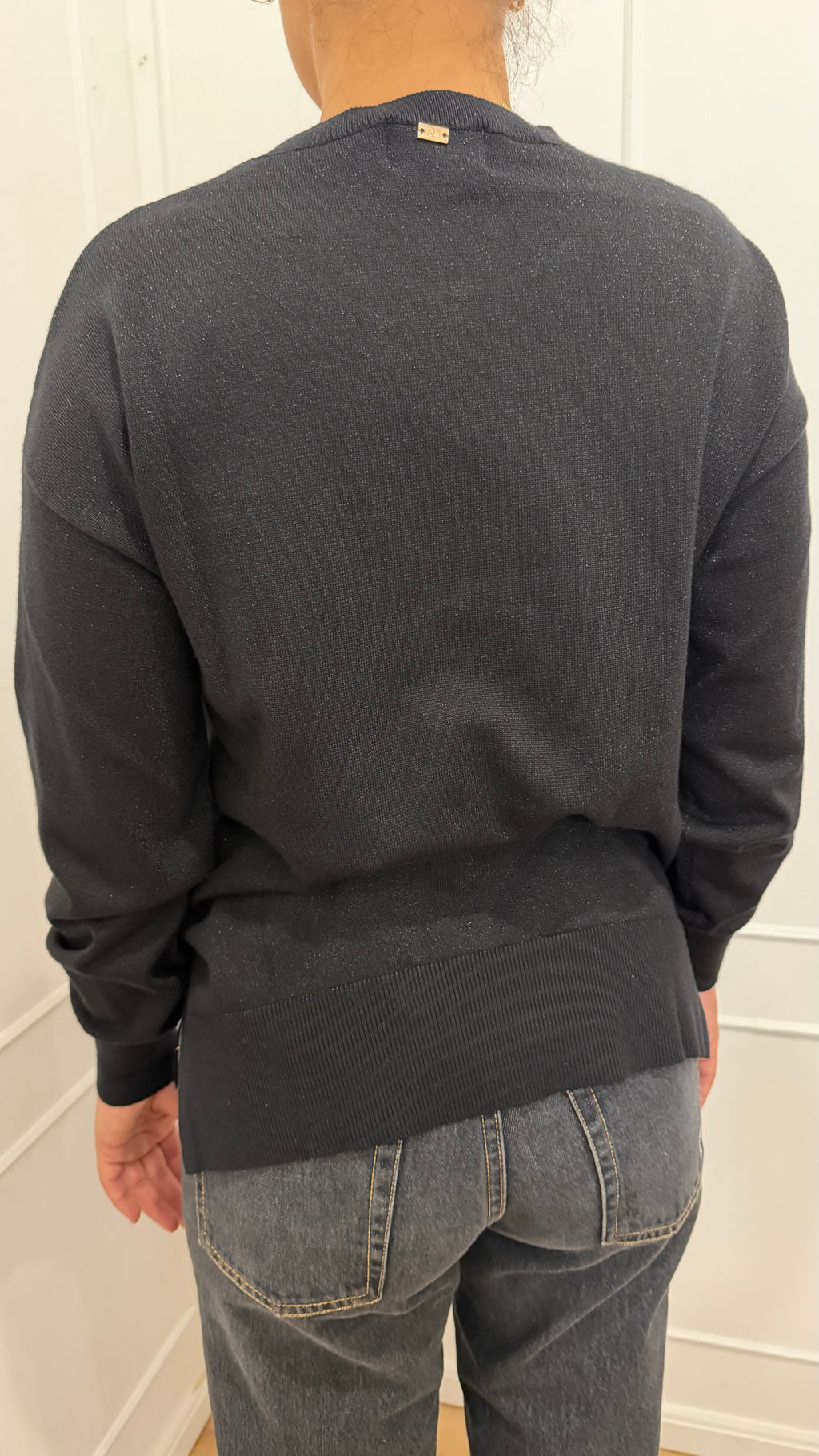 Maglia paricollo over lurex nero griffai