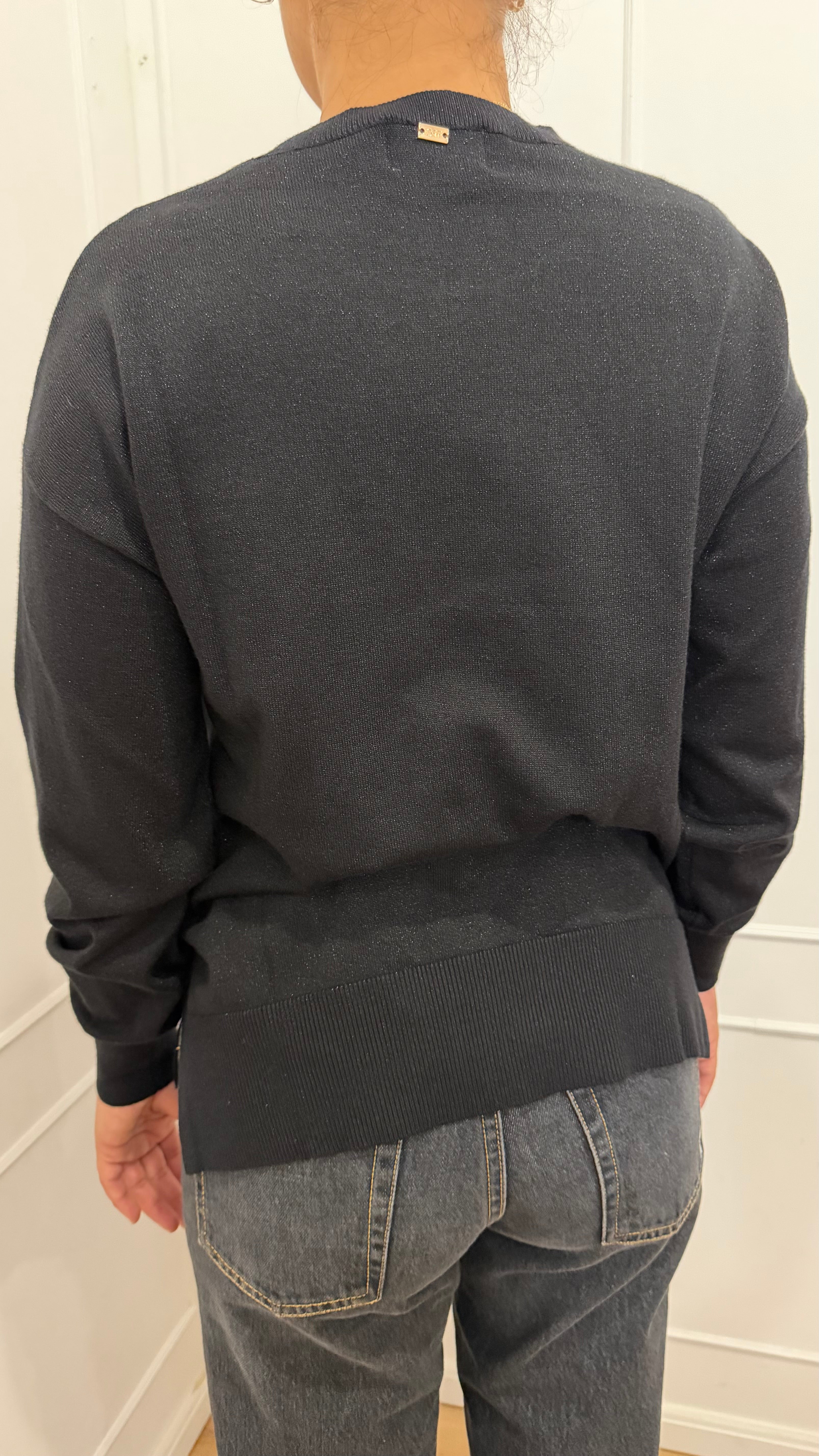 Maglia paricollo over lurex nero griffai
