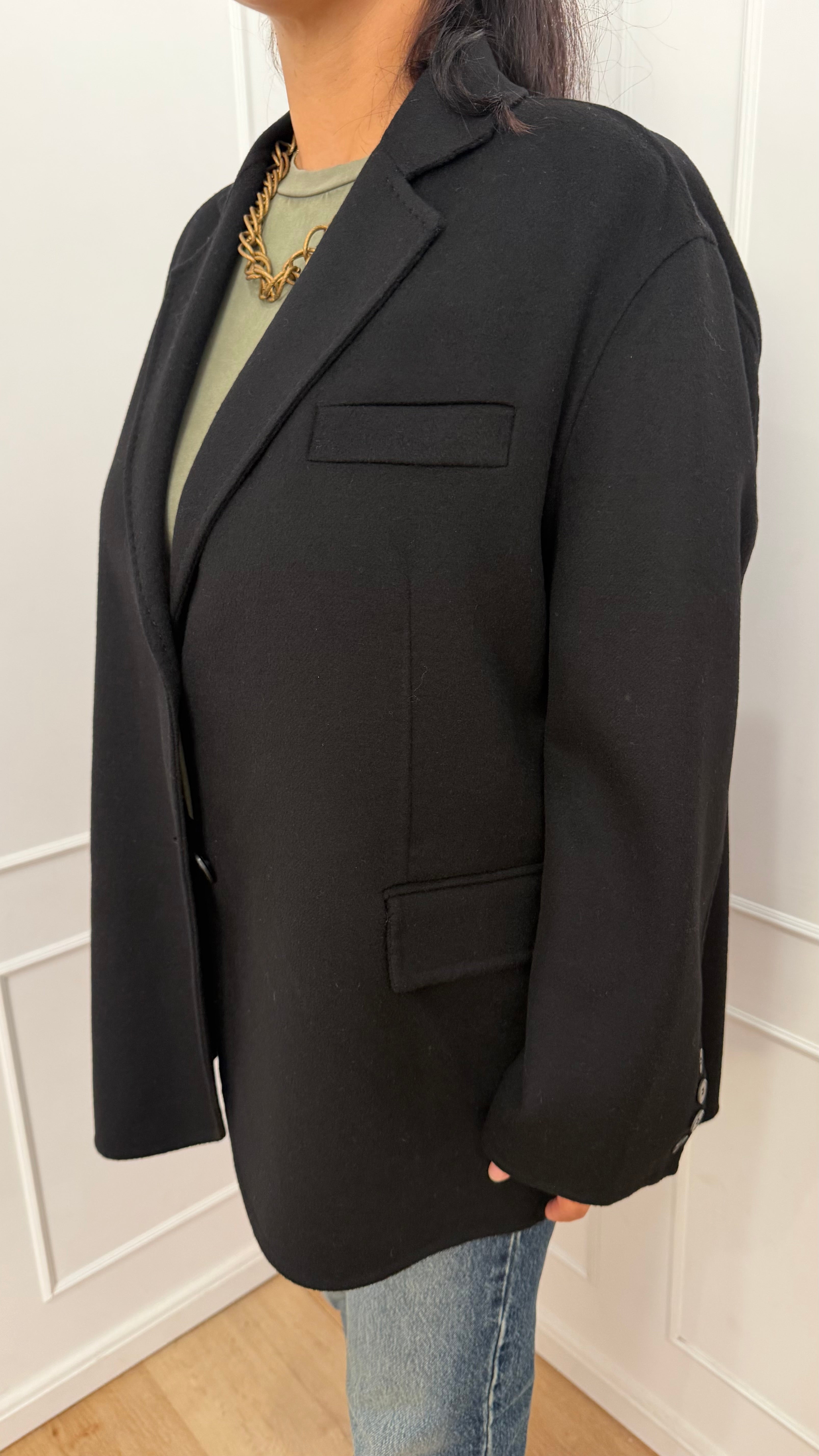 Cappotto corto in misto lana nero Vicolo