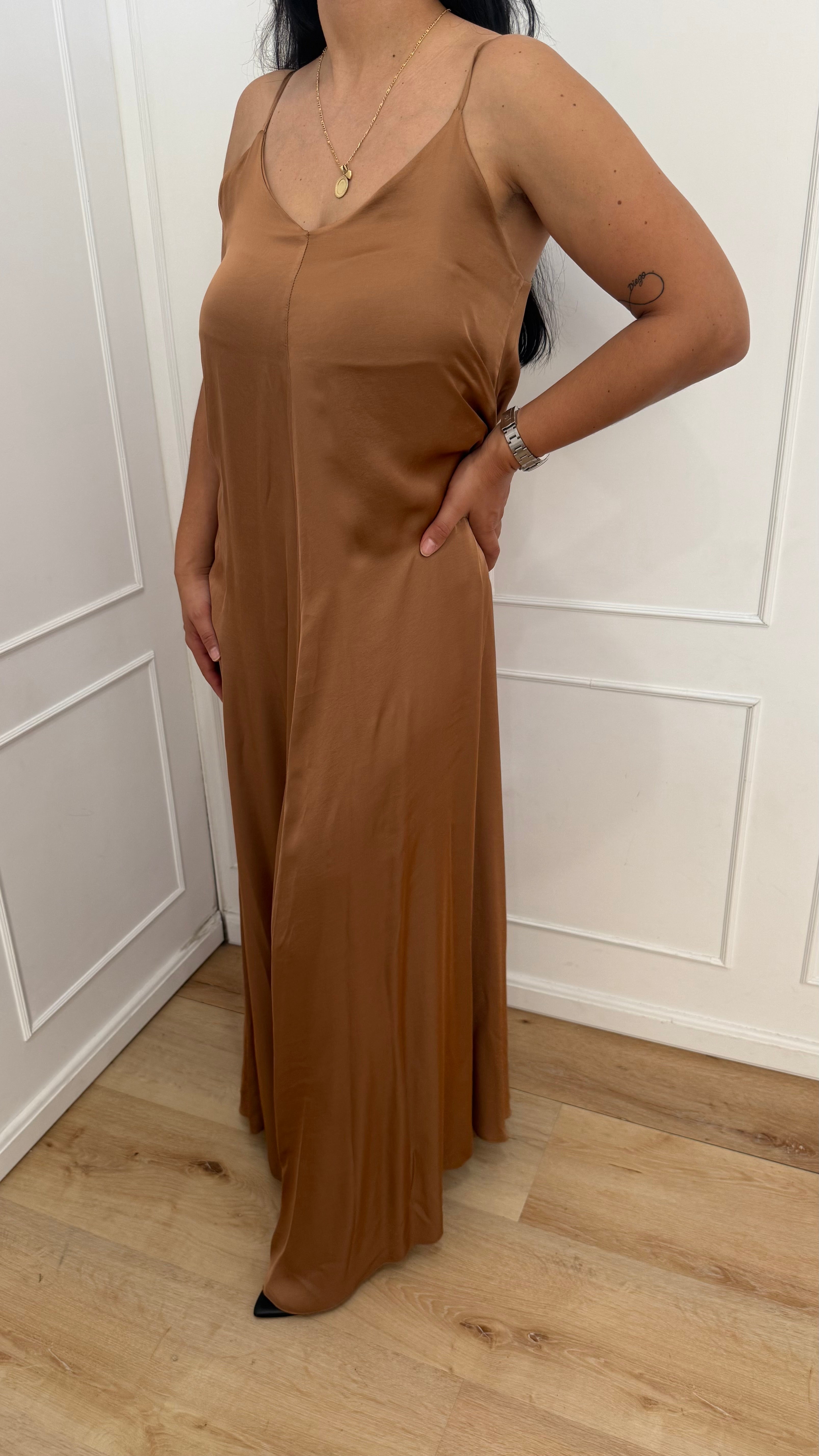 Vestito lungo svasato bronzo Vicolo