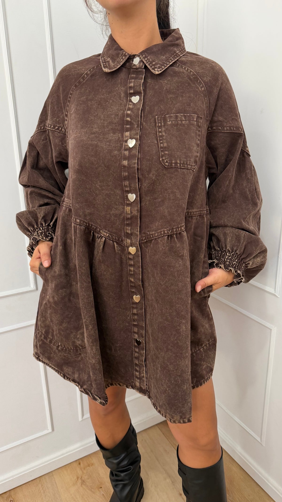 Abito denim cuoricini