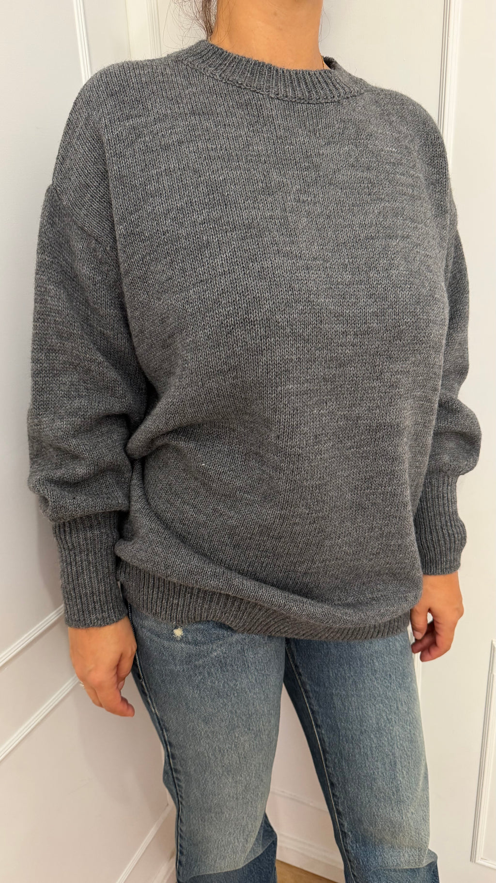 MAGLIA OVER GIROCOLLO E POLSI A SBUFFO GRIGIO HAVEONE