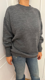 MAGLIA OVER GIROCOLLO E POLSI A SBUFFO GRIGIO HAVEONE