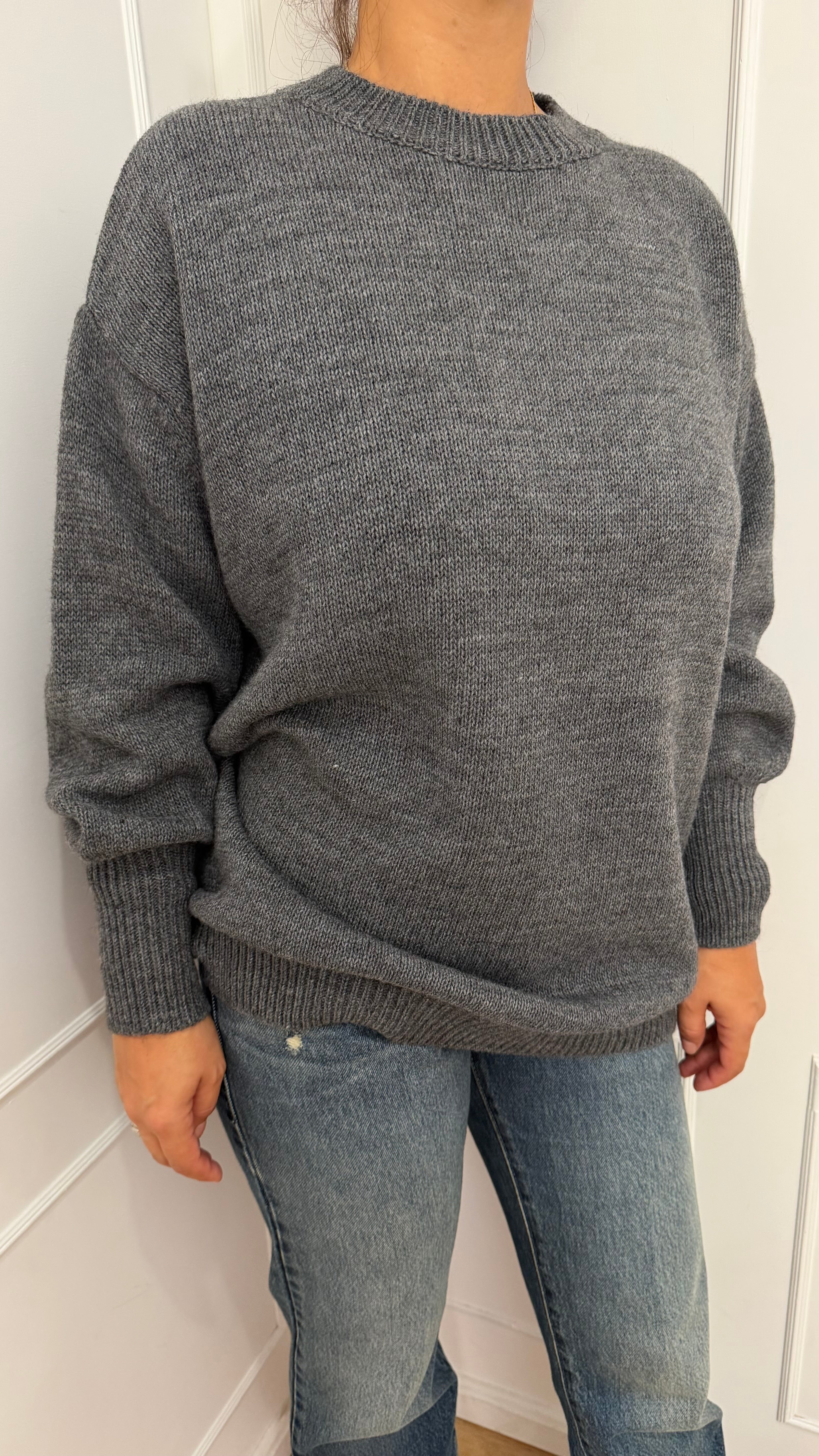 MAGLIA OVER GIROCOLLO E POLSI A SBUFFO GRIGIO HAVEONE