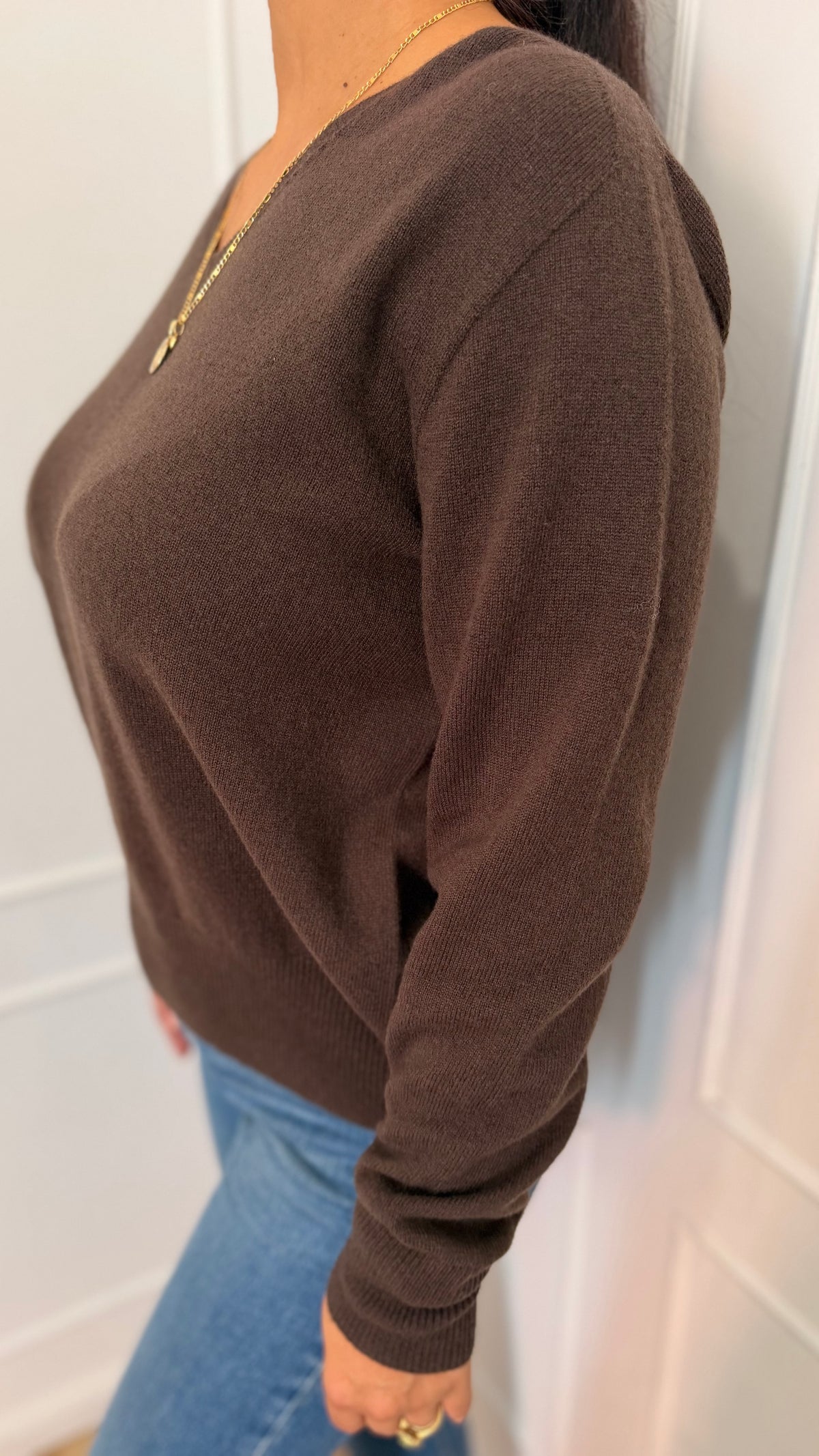 Maglia scollo a V senza cuciture moro griffai