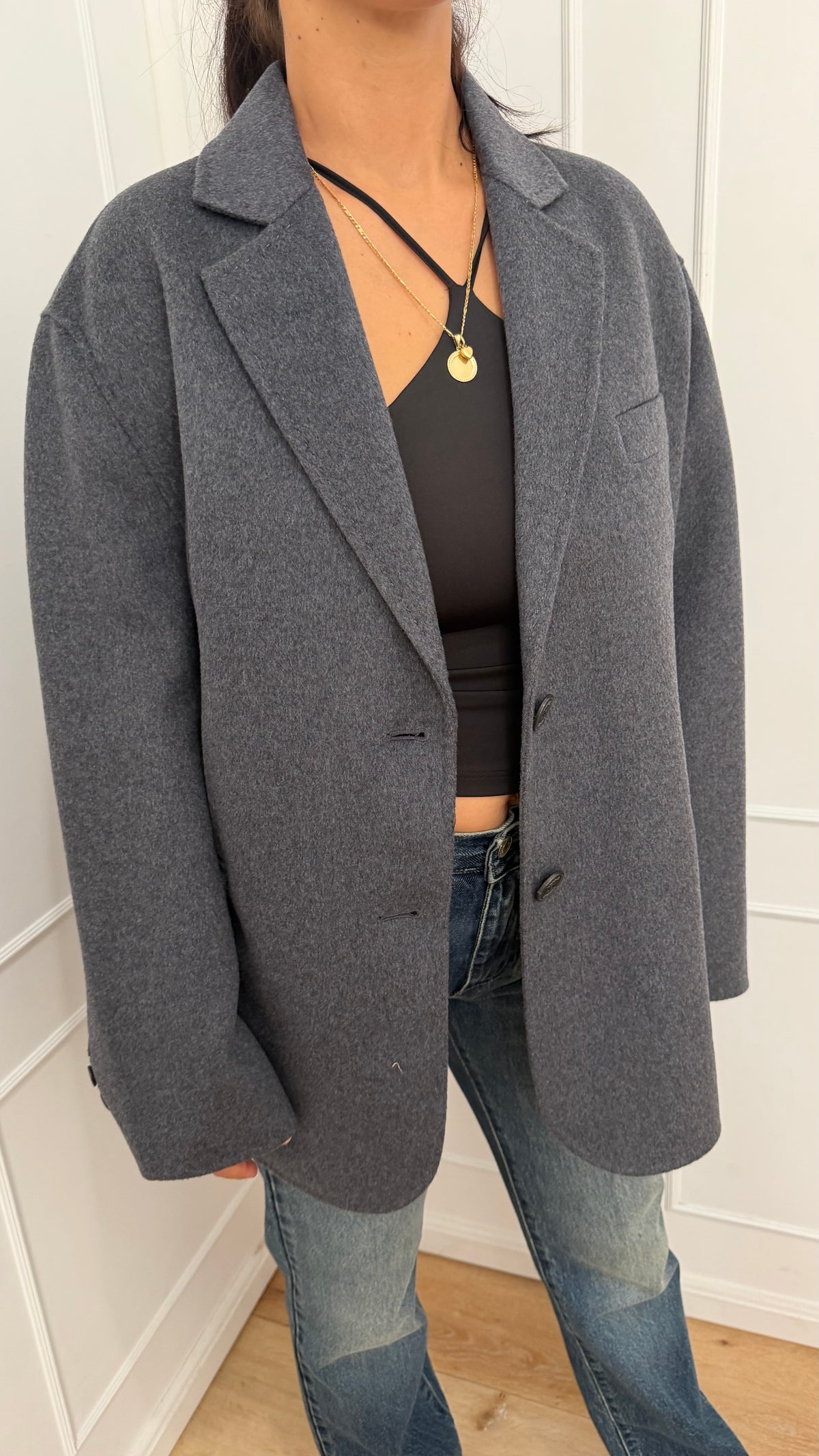 Cappotto corto in misto lana grigio Vicolo