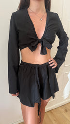 Shorts corto treccia nero Cotazur