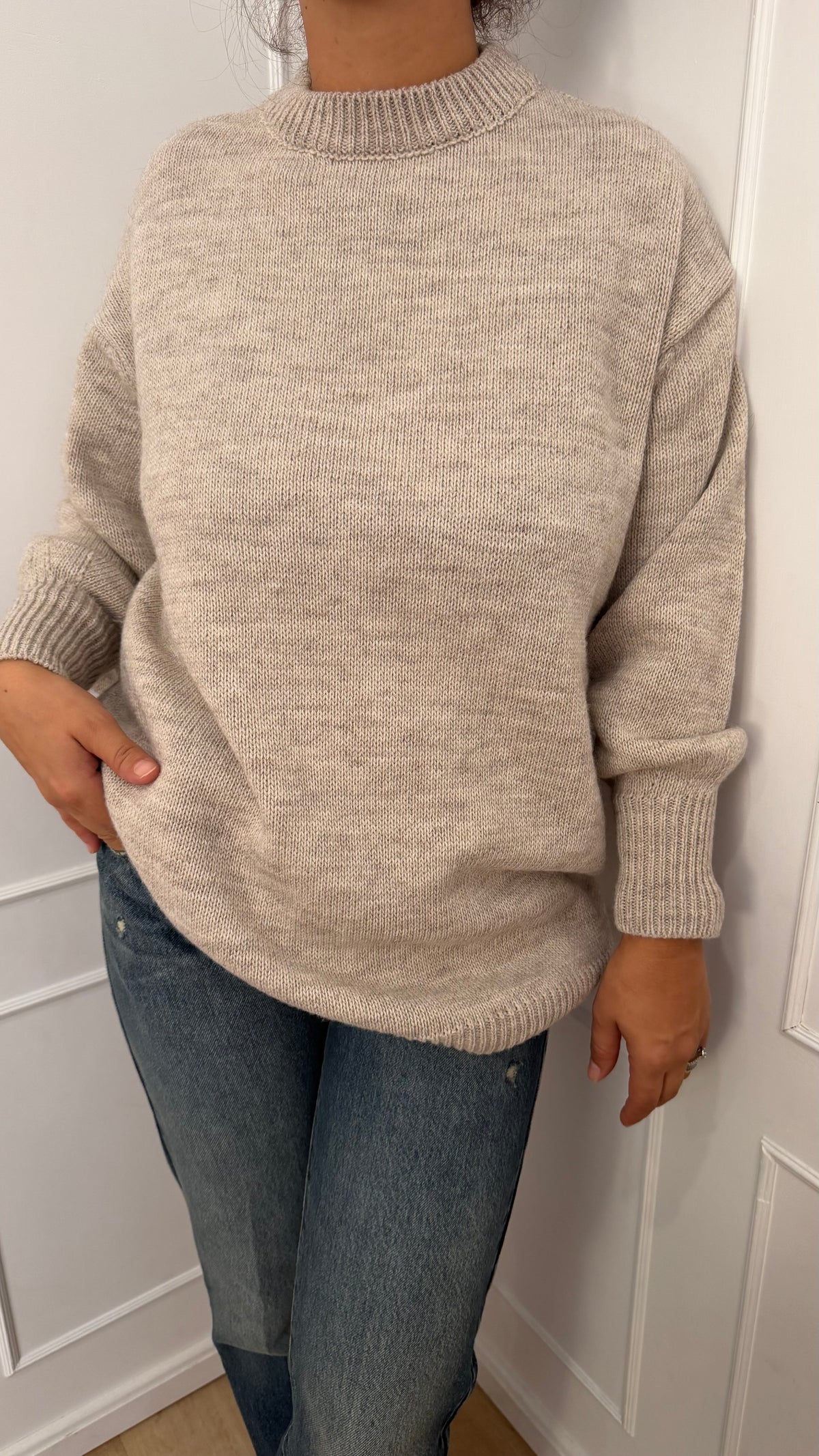 MAGLIA OVER GIROCOLLO E POLSI A SBUFFO BEIGE HAVEONE