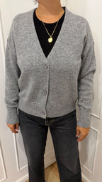 Cardigan grigio melange Cashmere Griffai