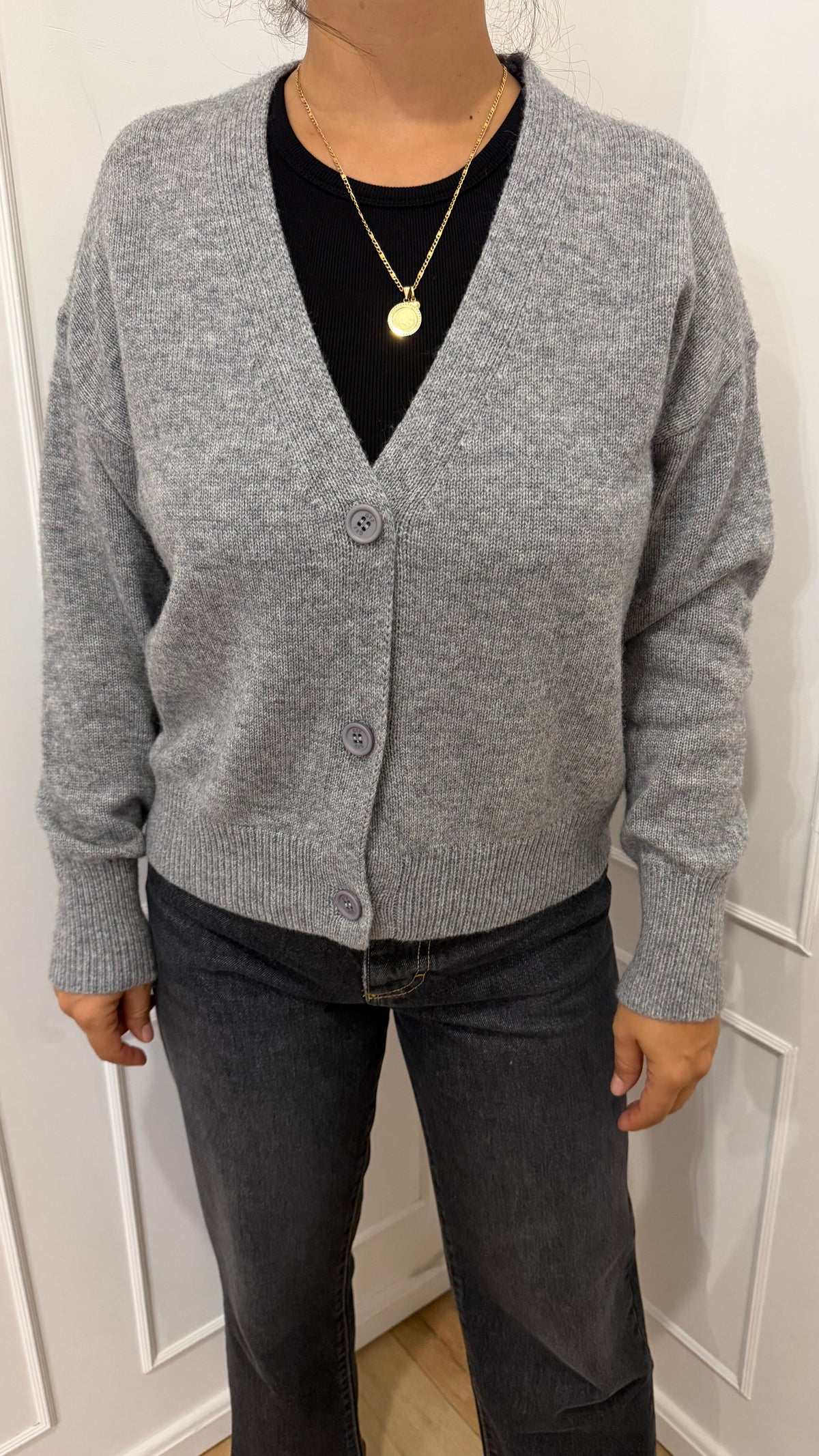 Cardigan grigio melange Cashmere Griffai