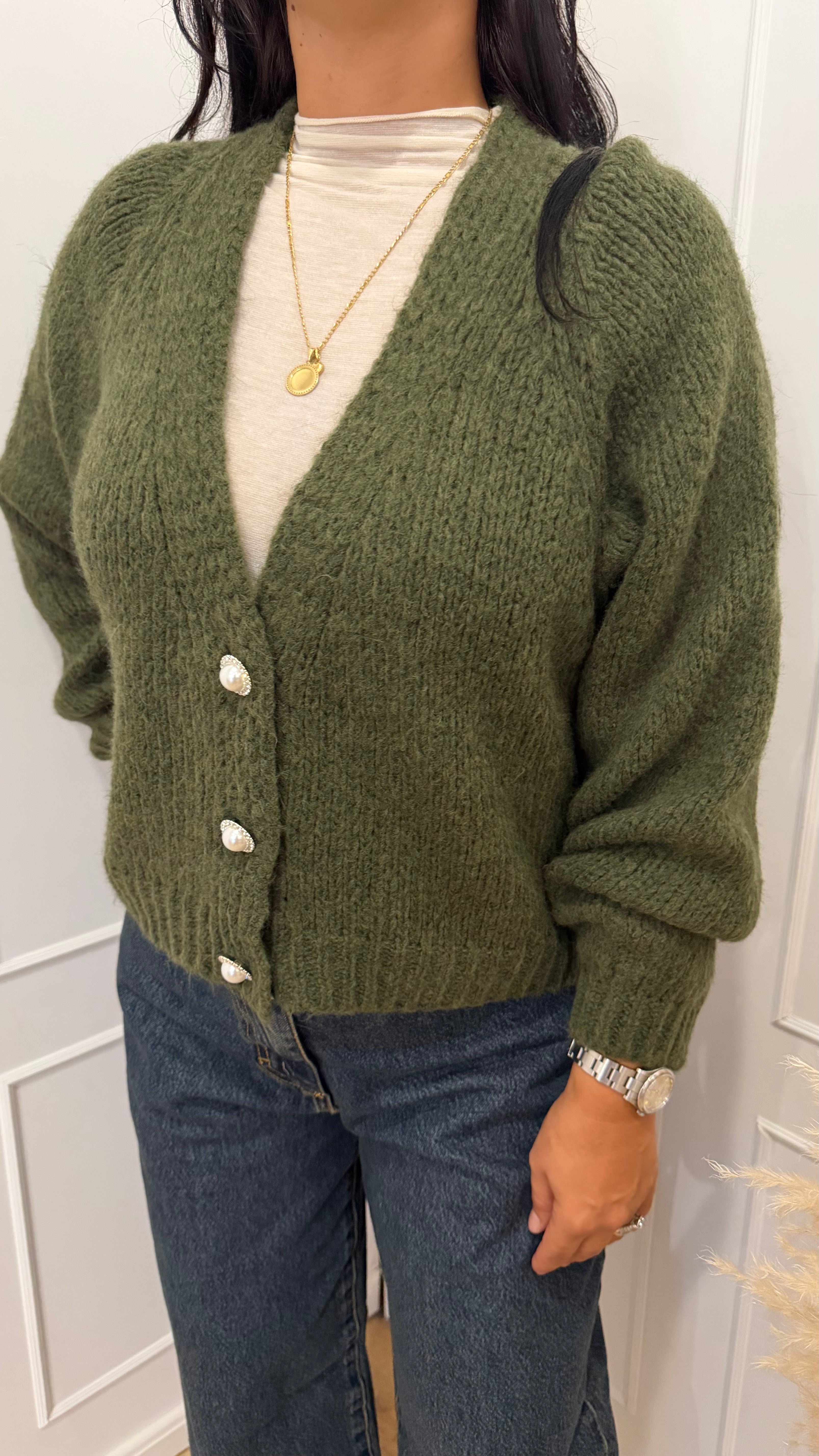 CARDIGAN BOTTONI GIOIELLO MILITARE HAVEONE