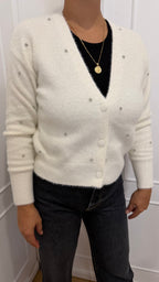 Cardigan effetto pelo con strass fin Griffai
