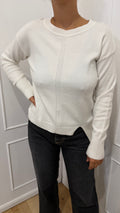 Maglia Paricollo con spacchetti viscosa panna Griffai