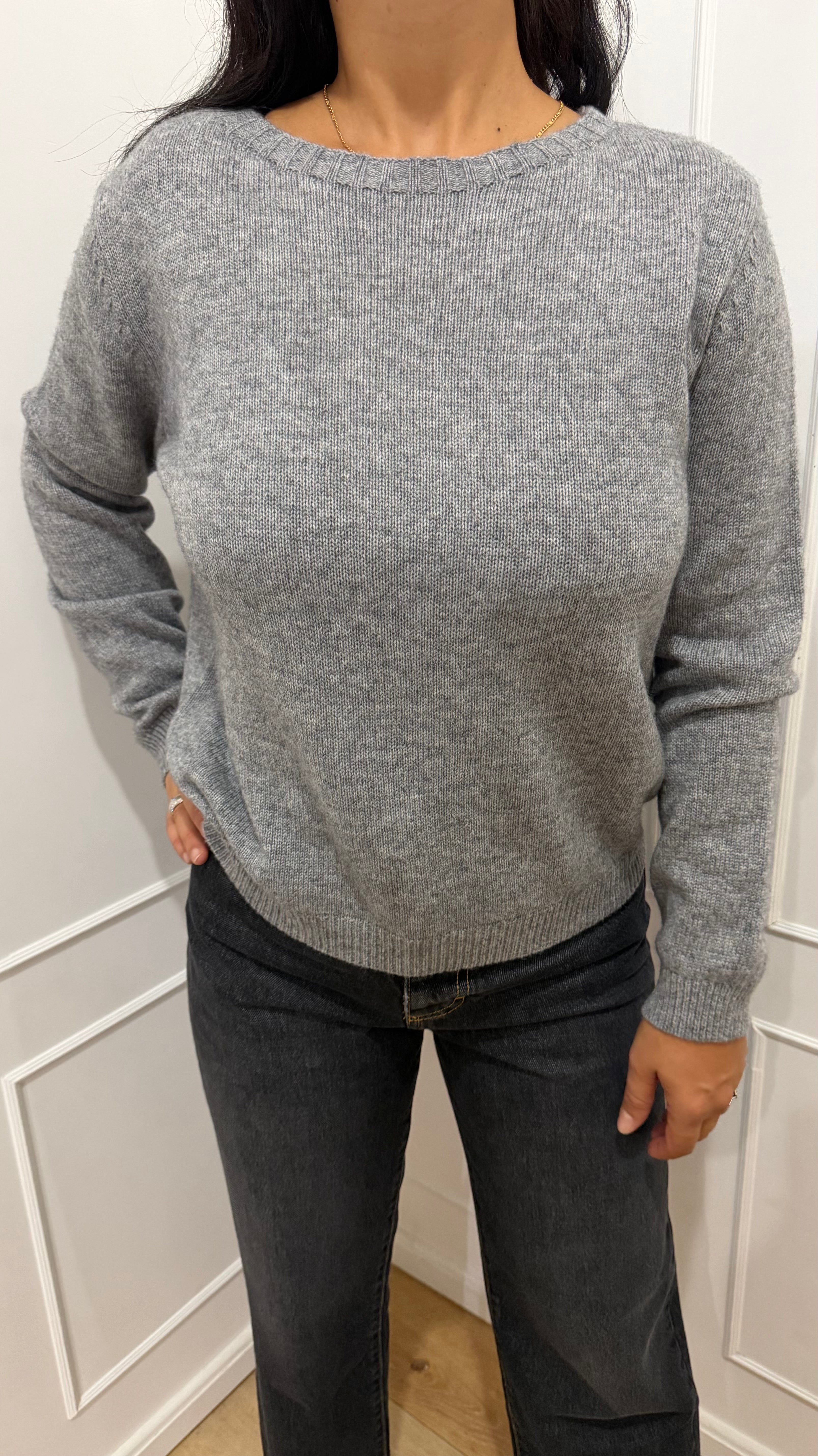 Maglia paricollo ampio cashmere grigio  griffai