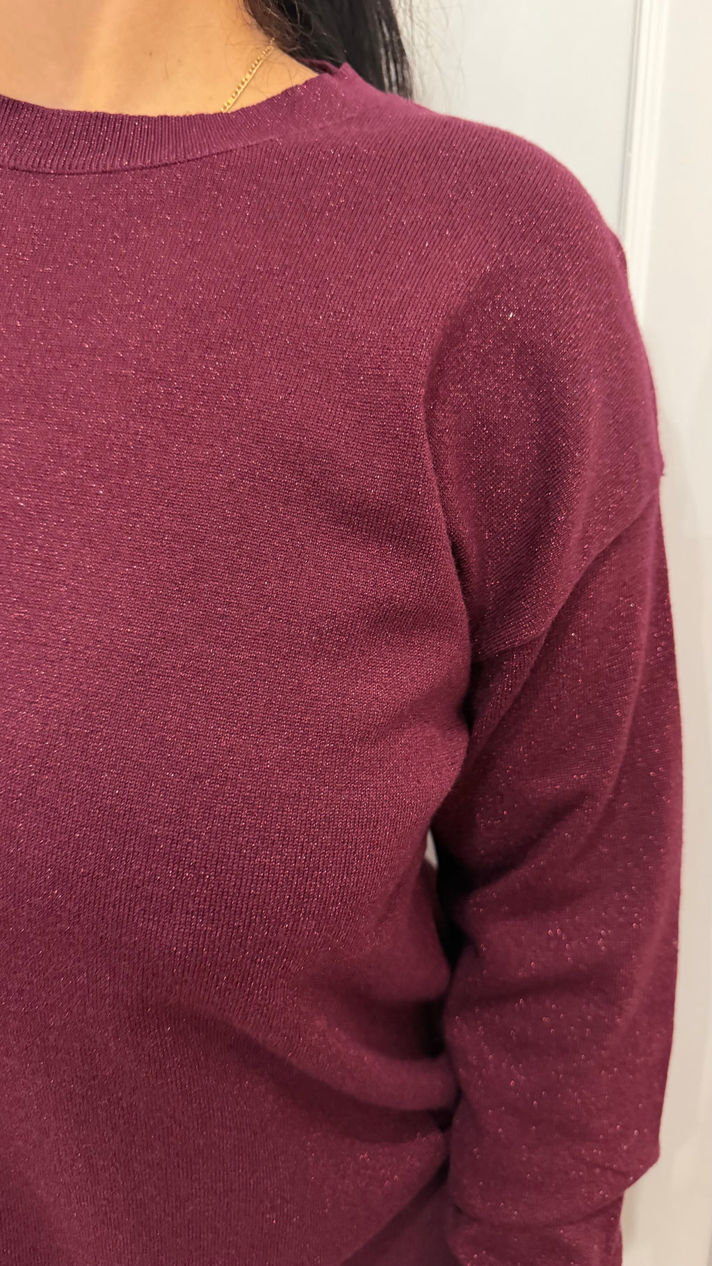 Maglia paricollo over lurex bordaux griffai