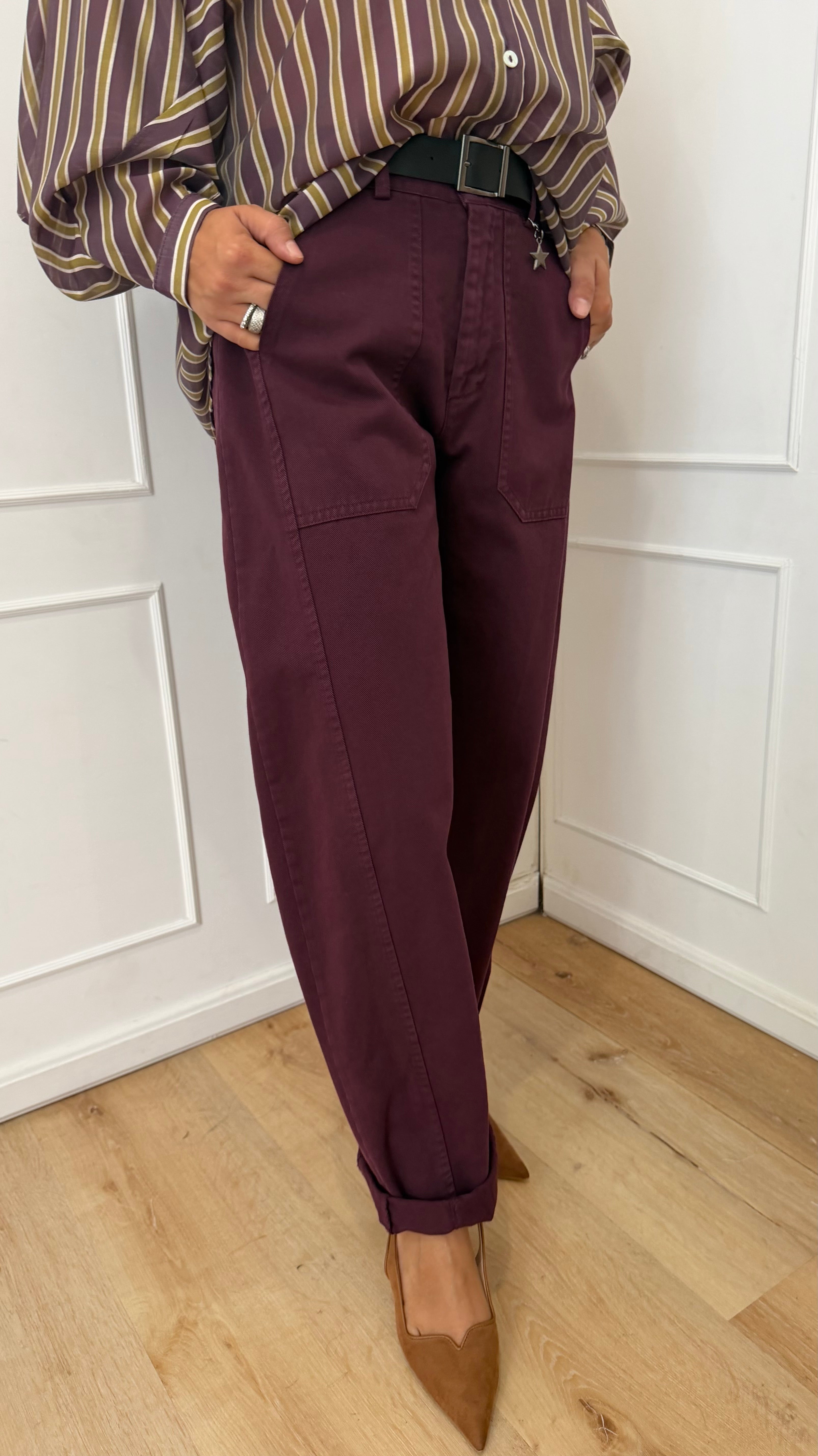 Pantalone ovetto stellina bordaux susymix