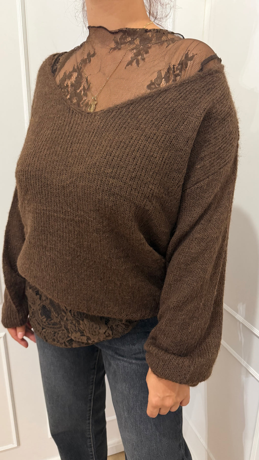 Maglia V più pizzo moro Susy Mix